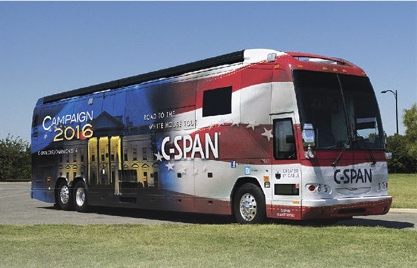 Get on the bus! C-SPAN kicking off Pa. primary tour at Grove City College