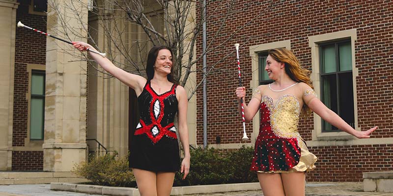 Majorette captains competing in global twirling championship